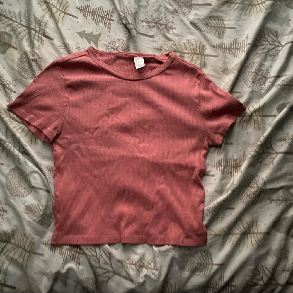 Women’s Short-Sleeve Ribbed Tee — Dusty Rose